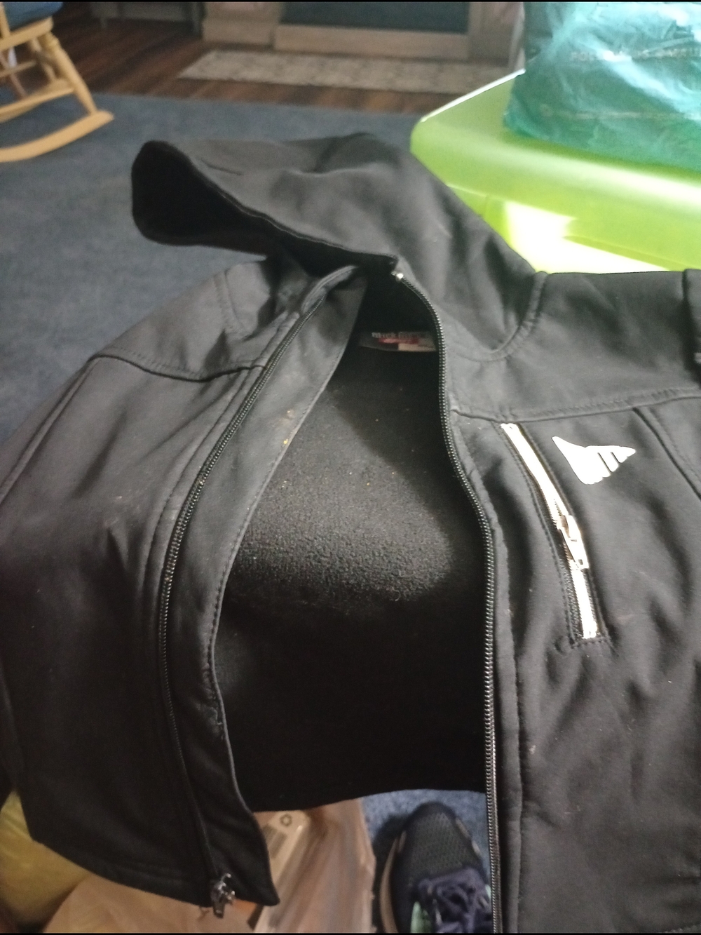 Black Hooded Zip Jacket with Silver Accents Mick Sport . Size 24 Month
